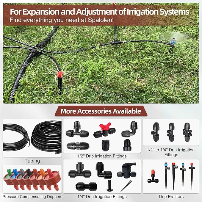 60PCS 0.5 GPH Pressure Compensating Drip Irrigation Spot Watering Drippers/Emitters, Self-Cleaning Constant Flow Drip Irrigation Emitters Heads Irrigation Drippers Parts for Drip Irrigation System