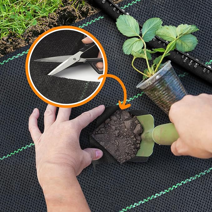 6FT x 100FT Weed Barrier Landscape Fabric Heavy Duty, 3.2oz Premium Garden Ground Cover Mat for Weed Control, Gardening, Plant Beds and Farming