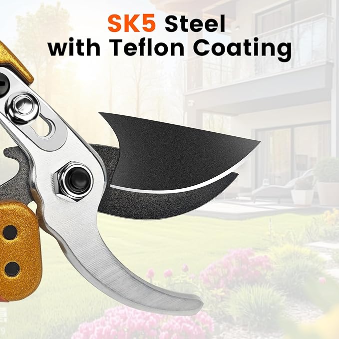 Professional Pruning Shears, Japanese SK5 Steel Blades for Precise Trimming, Bypass Pruners, Heavy Duty Garden Clippers for Branch Cutting, Bonsai, and Gardening