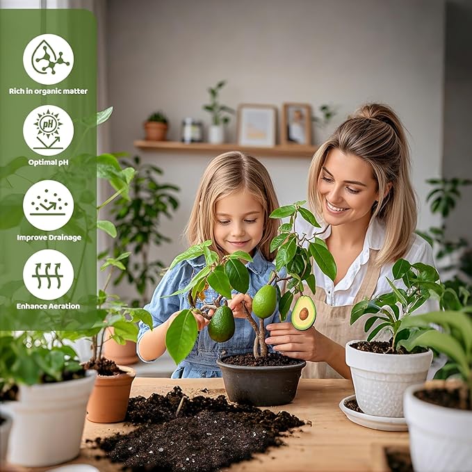 Organic Avocado Tree Potting Soil Mix 2qt, Enhance Growth and Transplant Success for Avocado Plants