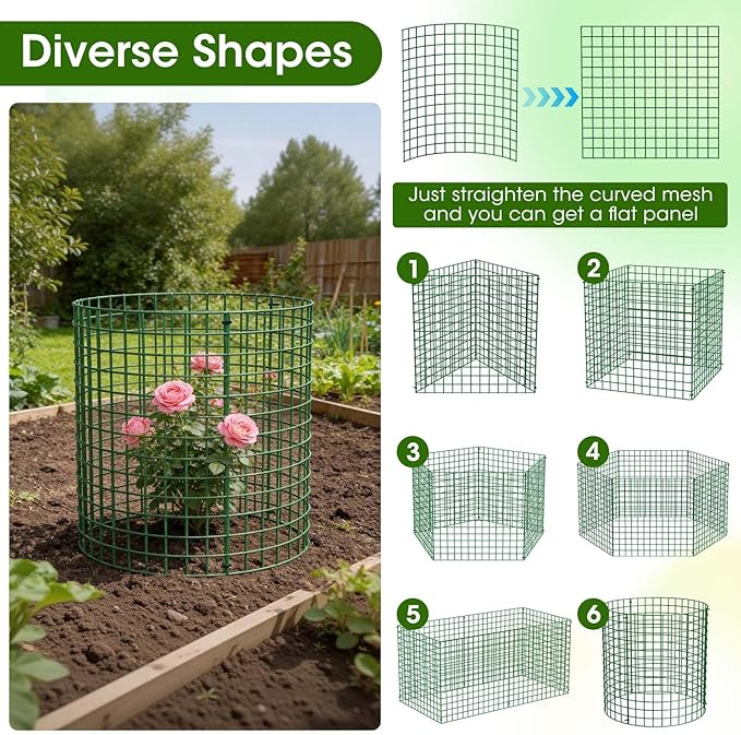 6 Pack Plant Protectors from Animals | 18PCS 13"x13" Metal Wire Mesh Garden Plant Cages for Gardening Supplies | Chicken Wire Cloche Plant Protectors for Rabbits Chickens Ducks