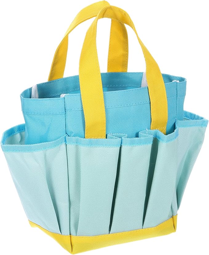 HARFINGTON Garden Tool Bag 11.22" x 3.94" x 12.2" Large Oxford Bag with Pockets Garden Tote Gardening Plant Tool Organizer Storage Carrier Store for Outdoor Women Men, Blue