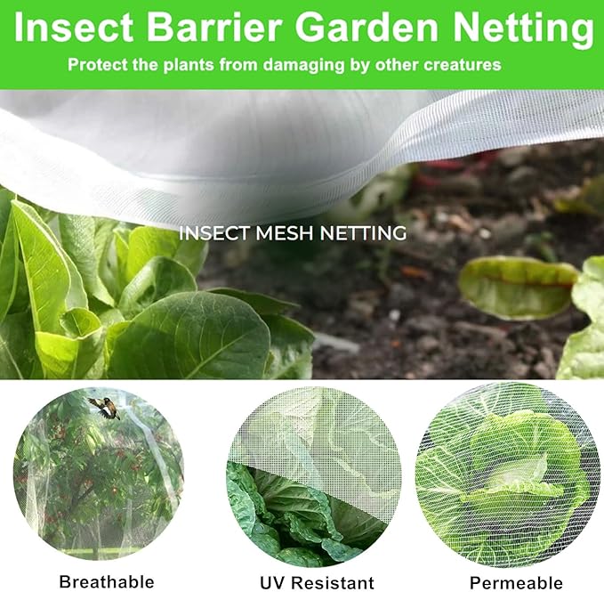 Garden Netting Plants Cover Bird Netting Fruits Tree Vegetable Mesh Netting Greenhouse Row Nets Raised Bed Netting (10 x 30FT)