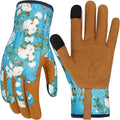 Leather Gardening Gloves for Women Thorn Proof Garden Gloves Touch Screen Working Gloves Gifts,M
