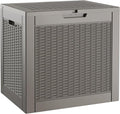 31 Gallon Outdoor Storage Box, Resin Deck Boxes Outdoor Waterproof For Patio Furniture, Garden Tools, Pool Supplies, Lockable And UV Resistant (Rattan Gray)