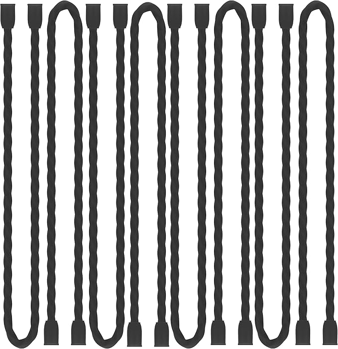 TRIPLE DEER 8Pcs 12-Inch Silicone Cable Ties Colorful Reusable Steel-Core Silicone Twist Gear Tie Straps for Bundling and Organizing, Bendable Holder Strap for Indoor and Out All Purpose, Black