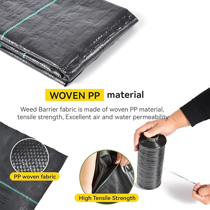 Weed Fabric Barrier Heavy Duty, 3FT x 100FT 3.2oz Garden Weed Blocker Fabric, Landscaping Fabric, Weed Control Fabric Ground Cover Gardening Mat