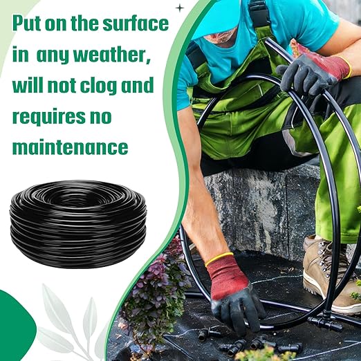 200 ft 5/16 Inch Drip Irrigation Tubing Blank Distribution Tubing Black Garden Watering Tube Line for Irrigation System