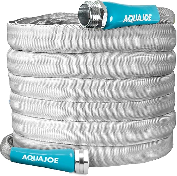 Aqua Joe AJFJH50-PRX XTREME FIBERJACKET Kink-Resistant Garden Hose, Metal Fittings, 600 PSI Max, 1/2-Inch Diameter, 50 Feet