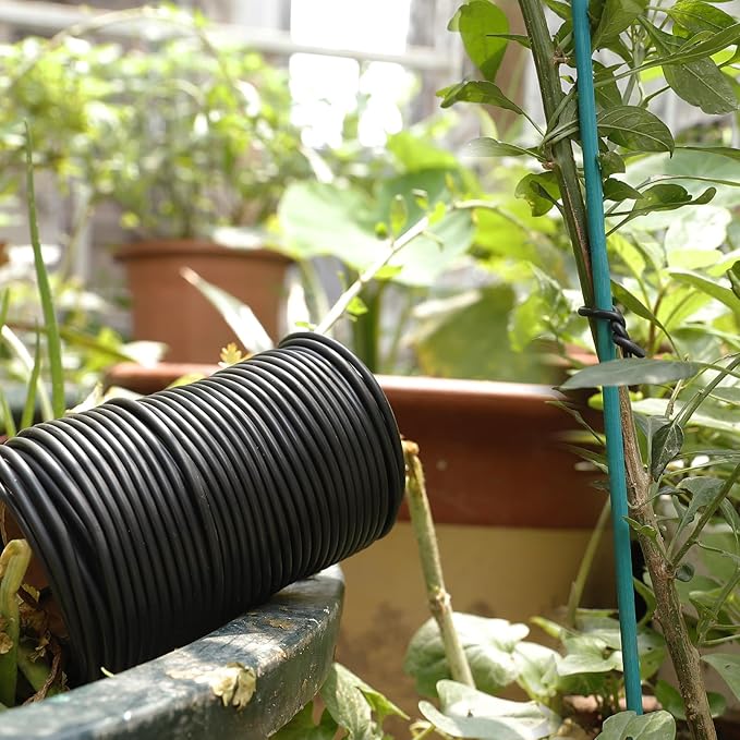 101 Feet Black Plant Twist Ties, Soft Plant ties for Vine Support, 3mm TPR Flexible Garden Tie for Plants Gardening Office Home Use