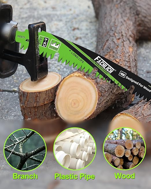 7-Inch Pruning Blades for Wood - Reciprocating Saw Blades Set, FACHLICH Arc Cutting Edge 6TPI Saw Blades for Tree Pruning, Wood Cutting(4 Pack)
