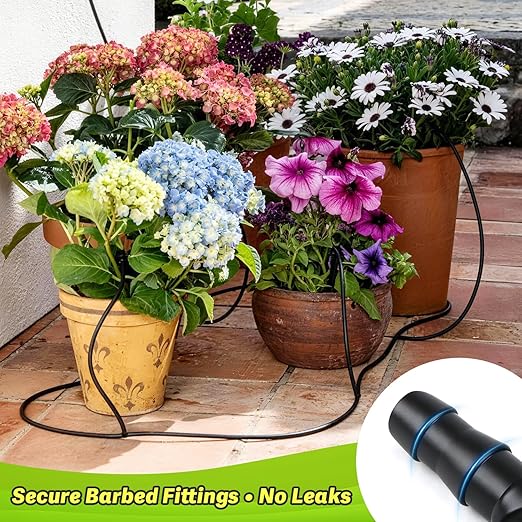 230 Pcs 1/4 Inch Drip Irrigation Fittings Kit, 1/4" Dripline Complete Barbed Connectors- Nozzles, Micro Drips, Nozzle Tees, Single Barbs, Couplers, Tees, Valves, Elbows, Plugs, Crosses, Stakes