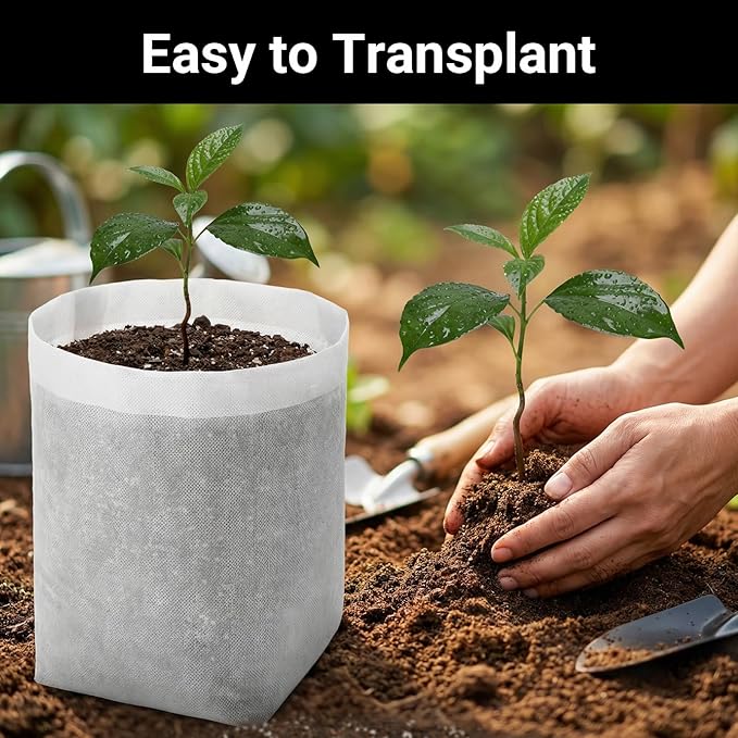 Fabric Grow Bags - 11.8x12.6 inches Breathable Seed Starter Plant Grow Bags for Seedling Pots, Nursery Pots for Plants, 100pcs