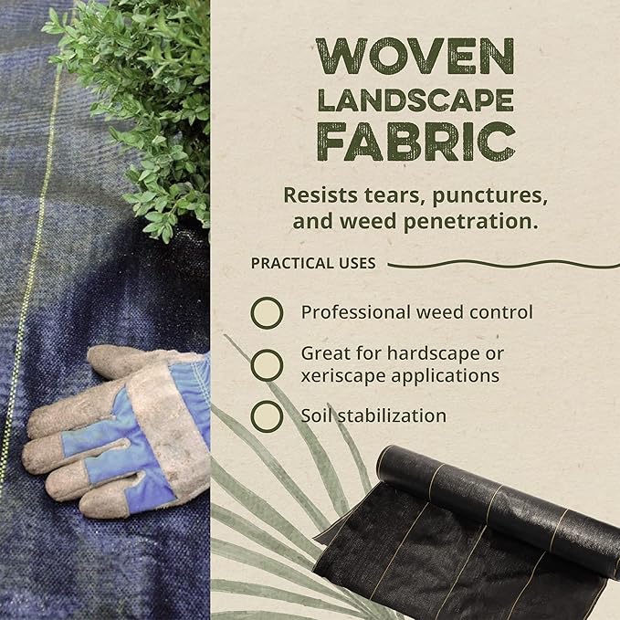 Dewitt 10-Pack Pro-5 Weed Barrier Fabric 5 oz, 4 x 250 Feet – Heavy-Duty Woven Landscape Ground Cover Mat for Raised Garden Bed, Greenhouse Gardening, Outdoor Landscaping, and Commercial Planting