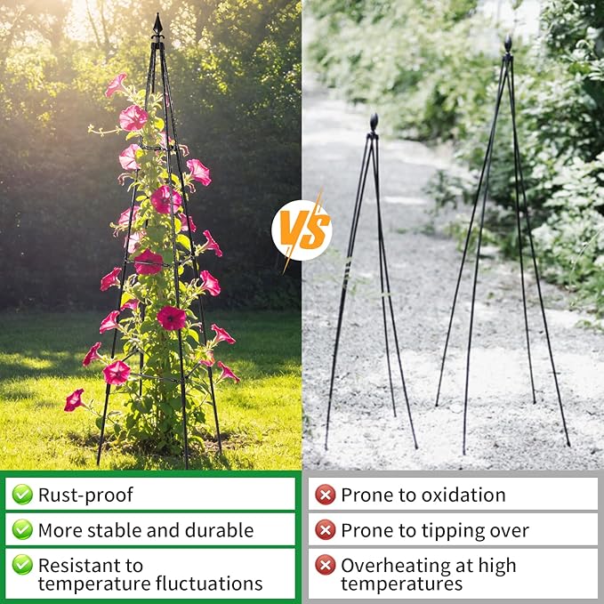 Garden Trellis for Climbing Plants Outdoor, 67" Tall Metal Obelisk Trellis Climbing Plants Support for Vegetable|Flower|Vine, Tomato, Peas, Beans, Cucumber Trellis, Lightweight, 1 Pack