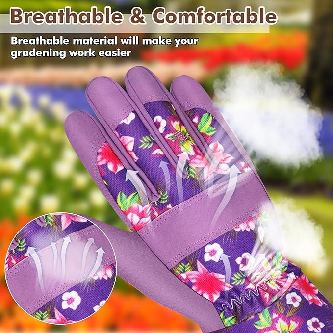 Leather Long Gardening Gloves for Women Thorn Proof Garden Gloves Yard Working Gloves