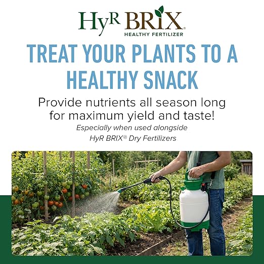HyR BRIX All-Purpose Liquid 4-3-3 Fertilizer, 32oz Bottle - Fast-Acting Plant Food with Micronutrients, Humic & Fulvic Acids - Ideal for Vegetables, Flowers, Fruits & Houseplants