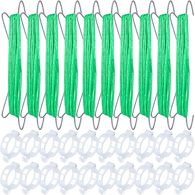 30Pcs Tomato Hooks with String, Tomato Support Hooks, Tomato Holder Hooks & Plant Support Clips with 33.3ft Twine to Prevent Tomatoes from Pinching or Falling Off