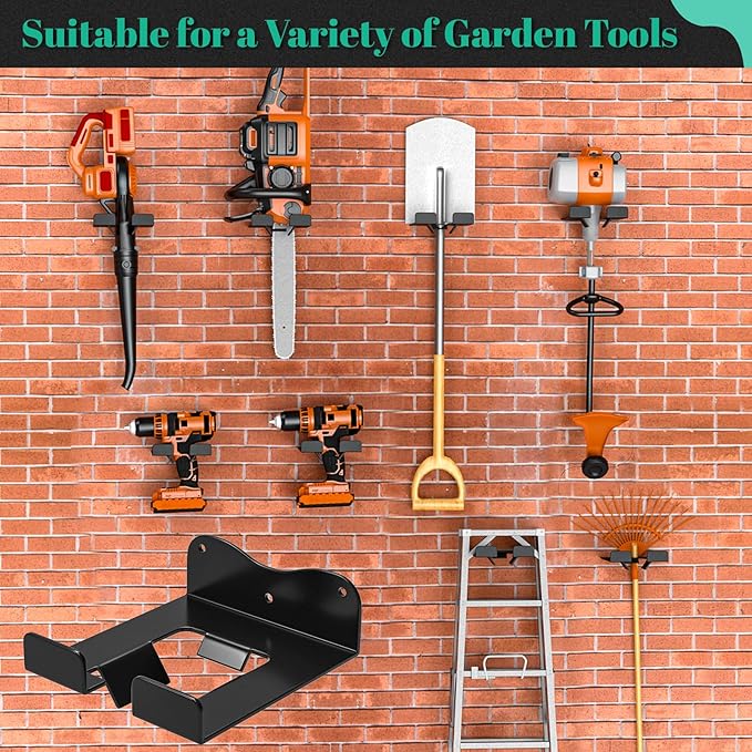 Weed Eater Hanger Garage Organizer Trimmer Rack, Weedeater Rack Wall Mount for Grass Trimmer, Garden Power Tool Holder Organizer for Grass Trimmer Hedge Trimmer (Black-1Pcs)