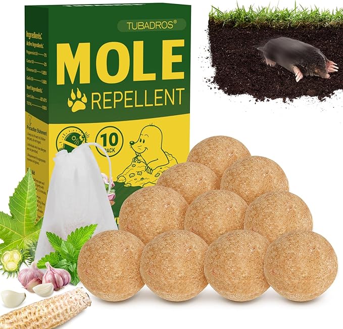 10 Pack Mole Repellent, Peppermint Oil to Repel Mole,Gopher, Vole Repellent Outdoor Use for Lawn, Garden