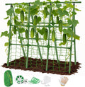 Joyhalo A-Frame Cucumber Trellis for Raised Beds, 47" Hx 57" L Adjustable Size, Garden Trellis for Climbing Plant Outdoors with Climbing Net and Plant Support Clip for Vegetable Vine Pea Bean Tomato