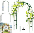 Thickened Rustproof Garden Arch Metal Trellis for Climbing Plants Outdoor, Wedding Arch Garden Arbor Frame Archway 4.9 x8.1 or 7.9 x6.7Ft Flower Arches for Bridal Party Decoration (Green)