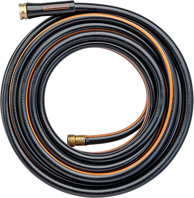 Black + Decker® Medium Duty Garden Hose – 5/8 in x 50 ft, 4-Ply Construction, 300 PSI, Solid Brass Couplings BXMHBB22178