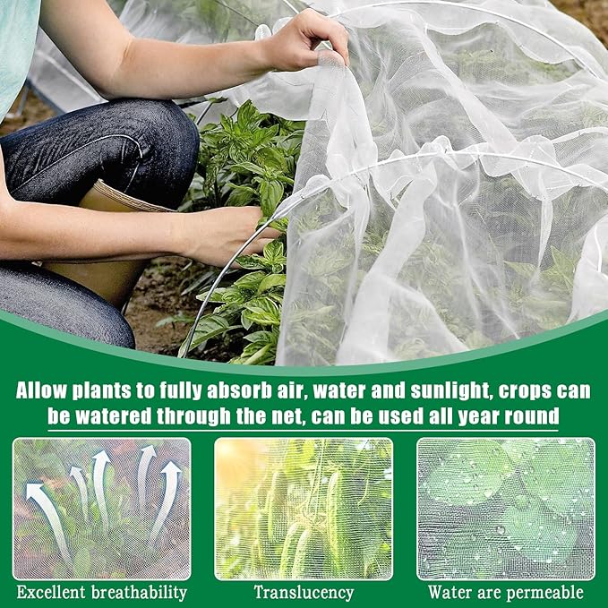 10 X 50 FT Garden Mesh Netting Pest Barrier for Raised Beds, Fruit Tree Netting for Cicadas, Bird Insect Nettings for Gardening, Blueberry Bush Strawberry Nettings Cover for Garden Protection