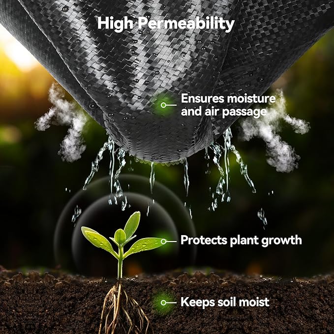 3ftx300ft Weed Barrier Fabric 3.2oz Landscape Fabric Heavy Duty, Woven Weed Control Cloth, Woven Weed Fabric for Underlayment, Gardening Ground, Commercial Driveway Weed Block Cover Mat