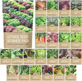 Organic Lettuce & Greens Seed Variety Pack - 25 Individual Packs - 2026 Season - Lacinato Kale, Roquette Arugula, Red Oakleaf Lettuce and More! for Indoor & Outdoor Planting