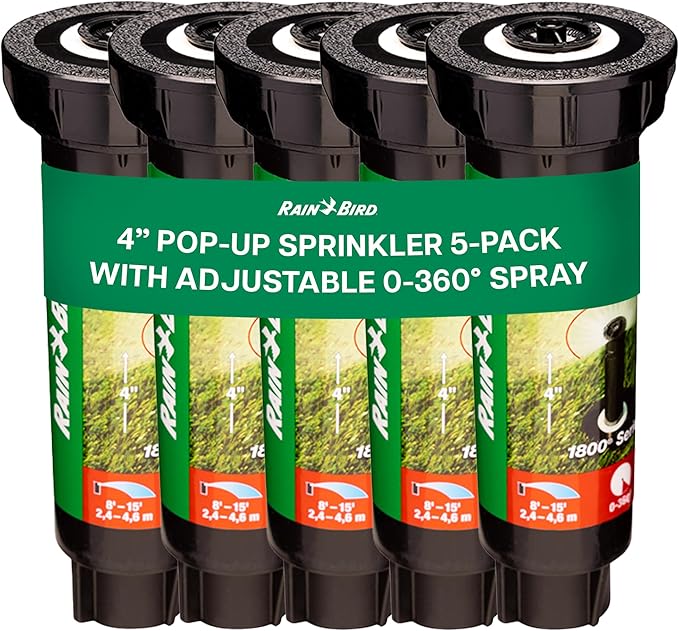 Rain Bird 1804 Spray Head with 15van Nozzle; 0° to 360° Adjustable; 15' Radius (Pack of 5)