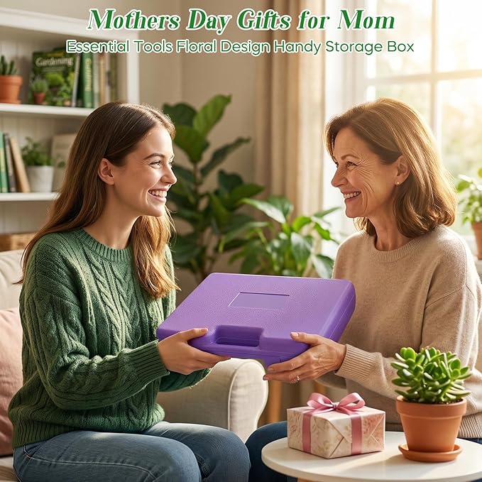 Gardening Gifts for Women, Gardening Tools for Mom Grandma Wife, 10 Pcs Garden Supplies mit Protable Case, Ergonomic Handle Trowel Rake Weeder Pruner Shears Sprayer Present Purple