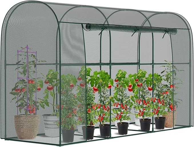 Crop Cages for Garden Plant, 9.8x3.3x6 Ft Plant Protection Tent with Zippered Door, Raised Bed Cover, Garden Bed Cover with Frame, Wind-Resistant Plant Cages for Outdoor Plants Vegetable Flower