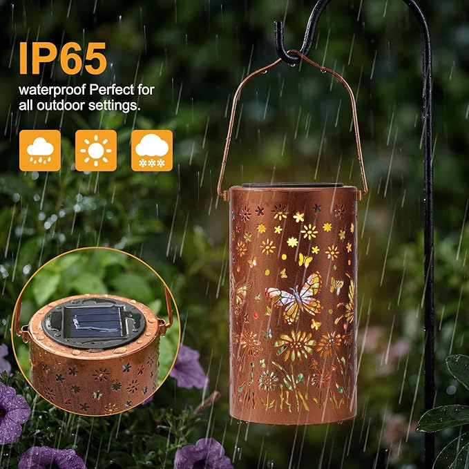 ZKLILI Mothers Day Gifts for Mom,Colorful Butterfly Solar Lanterns Outdoor Waterproof Garden Decor Gifts for Women Mom Grandma Hanging Garden Decoration for Yard, Patio, Backyard, Porch for Gift