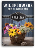 Survival Garden Seeds Cut Flowers & Wildflower Seed Mix for Planting – 1 Packet with Instructions to Grow Cut Flowers in Your Home Vegetable Garden – Non-GMO Heirloom Wildflower Seeds