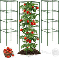 Unves 3 Pack Tomato Cage for Garden, 11.8" W x 53" H Square Tomato Trellis Plant Support Frame with 50 Pcs Plant Clips, Suitable for Climbing Vegetables, Flowers, and Fruits