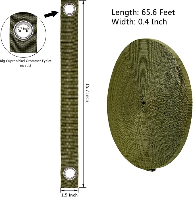 Professional Tree Stake Kits for 2 Trees- 6pcs 15.7 Inch Tree Straps + 65.6 Feet Strong Rope for Plant Fix Straight Healthy Growth,Green