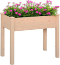 Outsunny Raised Garden Bed with Legs, 34" x 18" x 30", Elevated Wooden Planter Box, Self-Draining with Bed Liner for Vegetables, Herbs, and Flowers Backyard, Patio, Balcony Use, Natural