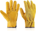 Patelai Garden Gloves Leather Gardening Gloves Thorn and Cutting Proof Work Garden Gloves (Large)