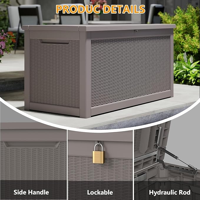320 Gallon Heavy Duty Deck Storage Box, Extra Large Storage Organizer for Patio Furniture Accessories, Garden Tools, Indoor Storage for Cushion, Slate Grey