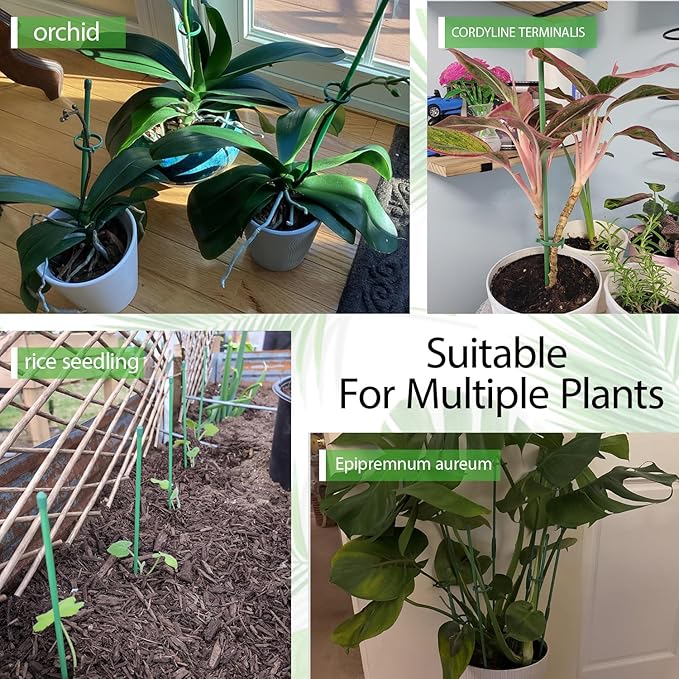 10Pcs Plant Support Stakes, 17inch Garden Orchid Sticks Extended to 3ft 4ft Orchid Sticks with Clips for Indoor Outdoor Plants,Garden Stakes for Tomato,Orchid,Vegetables,Monstera