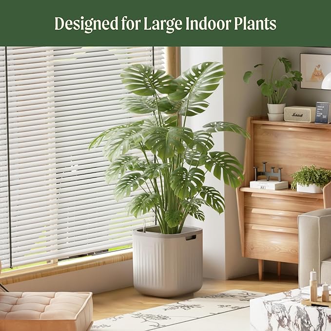 15 Inch Self-Watering Planter for Indoor Plants – Large Modern Plant Pot with Built-In Water Reservoir, Ideal for Monstera, Fiddle Leaf Fig, Palms & Peace Lily, Without Trellis, Sage Green