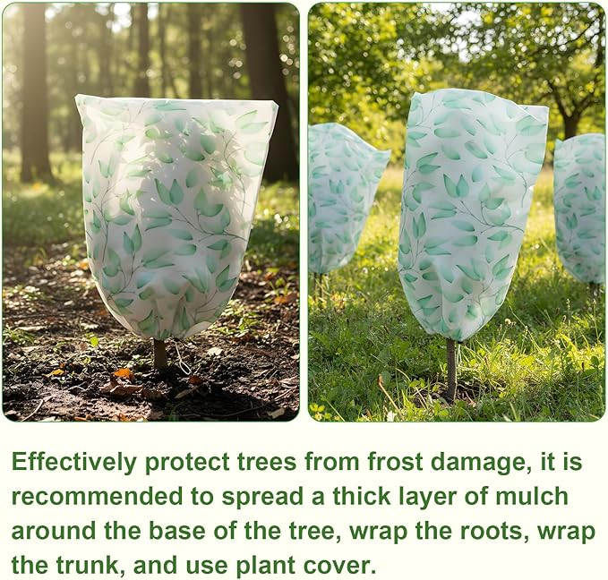 4 Pack Plant Covers Freeze Protection Winter Frost Covers with Zipper Drawstring Reusable Frost Cloth for Outdoor Winter Weather Shrubs Trees Jacket (31" X 40")