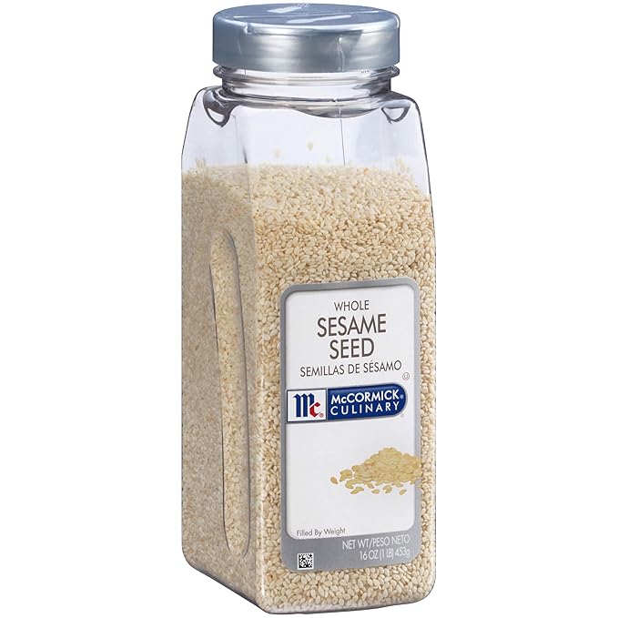 McCormick Culinary Whole Sesame Seed, 16 oz (Pack of 6) - Six 16 Ounce Containers of Hulled Whole White Sesame Seeds Perfect for Noodle Dishes, Sushi, Stir-Fries and Coating for Meat and Fish