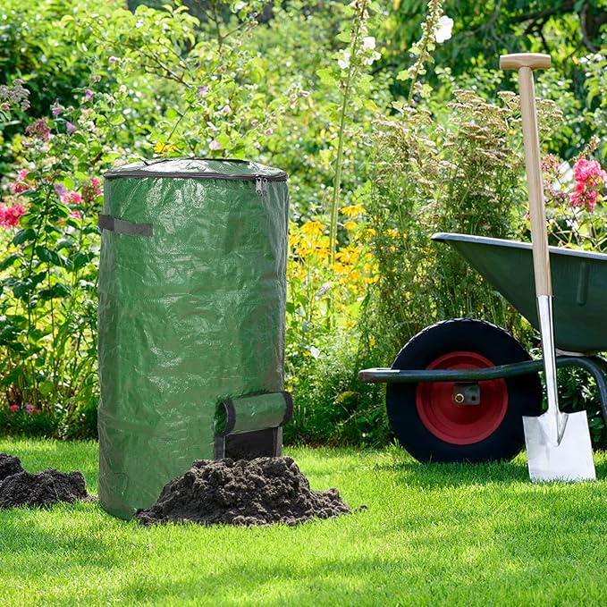MyLifeUNIT Compost Bins Outdoor, Composting Bin for Outside Garden, Reusable Garden Yard Waste Bag, 34 Gallons (2 Pack, Green)