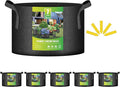 iPower 5-Pack 7 Gallon Plant Grow Bags Thickened Nonwoven Aeration Fabric Pots Heavy Duty Durable Container, Strap Handles for Garden, Black