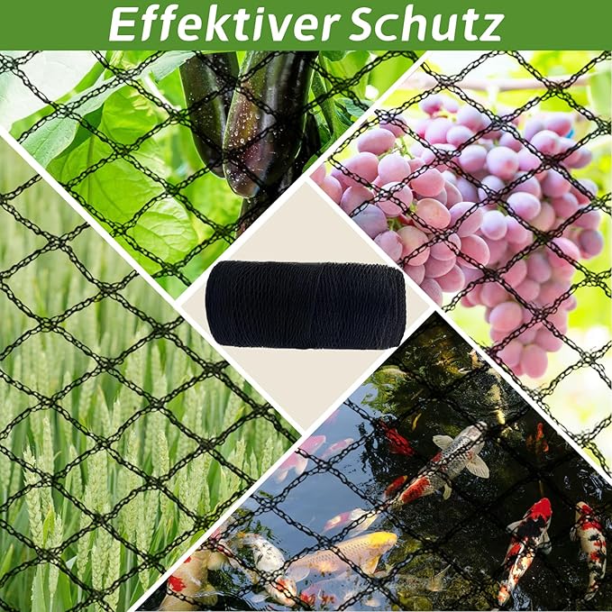 Heavy Duty Bird Netting Mesh - 7.5FT*65FT Lightweight 0.6” Mesh Breathable Pest Protection for Vegetable Garden Raised Beds Potted Plants Organic Gardens Easy to Install