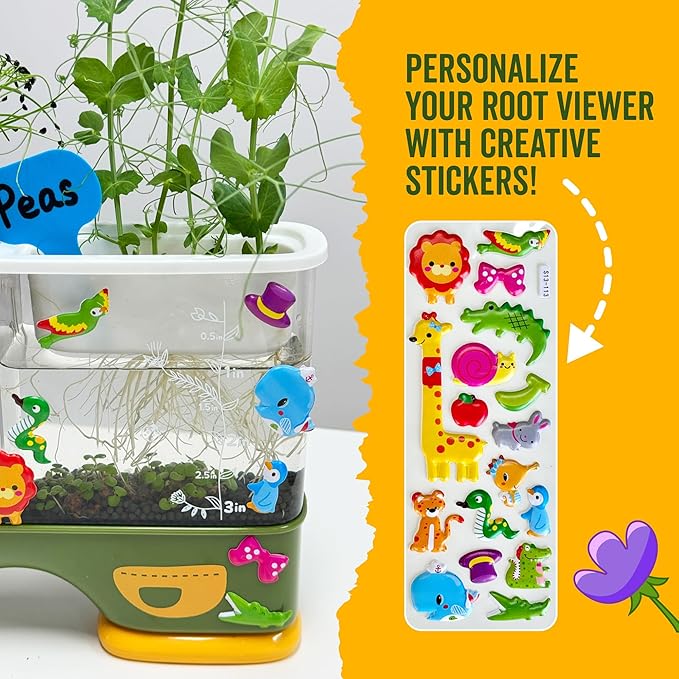 Gardening Root Viewer for Kids - Planting Kits with Seeds & Garden Supplies - Grow Your Own Seed - Home & Classroom Science Stem Learning - Plant Growing Spring Farm Toys & Gifts for Ages 6 Up