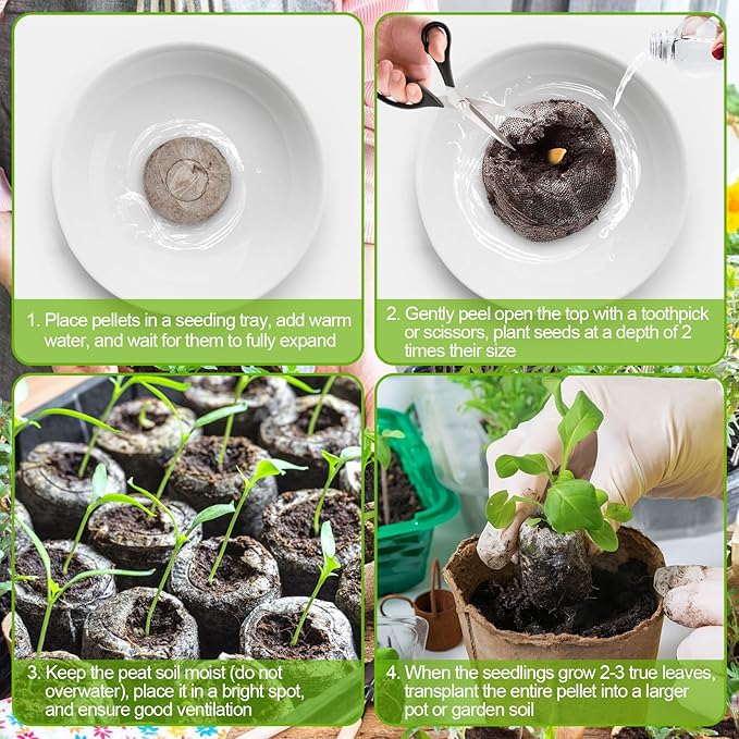 Legigo 200 Pcs 30mm Seed Starter Peat Pellets Pods for Seedlings- Compressed Seed Starting Pellets Seed Starter Pods Plugs Soil Peat Pods, Garden Planting Herb Flower Vegetables for Starting Seeds