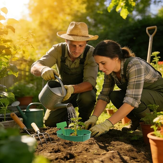 36 Pcs Planting Grow Rings Adjustable Plant Support Rings Included 30pcs Plant Labels - Spliceable Planting Protective Round Edging Circular Landscape Watering Ring for Vegetables, Herbs and Flowers